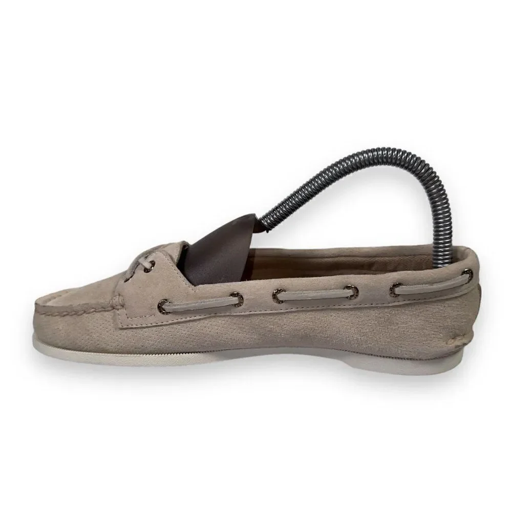 Sperry Authentic Original Skimmer Pin Perforated Boat Shoes Cream Women's 6.5‎